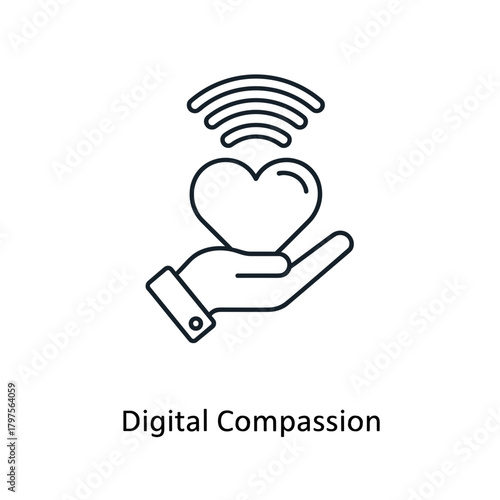 Hand holding heart symbolizing digital compassion and connection  