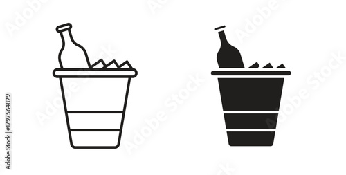 Ice bucket and bottle icon. Symbol, logo illustration. graphic icon set