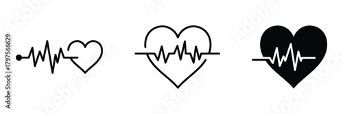 Heartbeat line on white background. Pulse rate. Heart line icon. Vector illustration. EPS 10