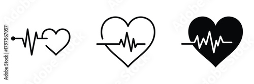 Heart pulse. Black and white colors. Heartbeat line, cardiogram. Beautiful healthcare, medical background. Modern simple design. Flat style vector illustration.