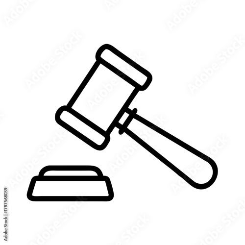 Icon of wooden gavel on sound block for legal concepts  