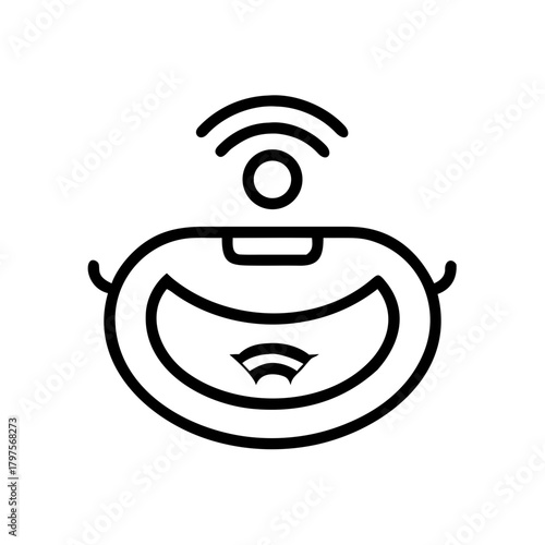 Robot vacuum cleaner icon with wireless signal indicators  