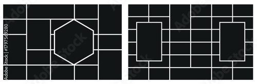 Collage blank frame photo part or picture. Modern paper board set with template collage. Creative vector Template Collage. Vector illustration. 