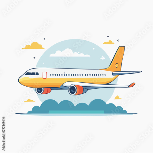 Commercial Passenger Airplane Flat Vector Illustration