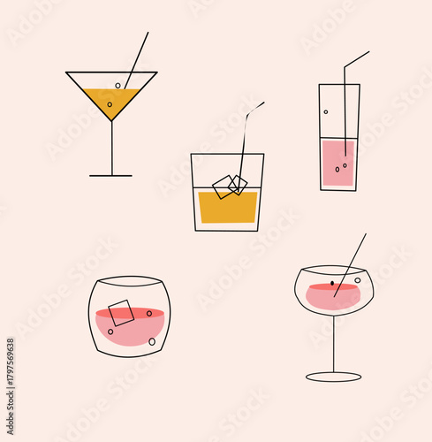 set of cocktails