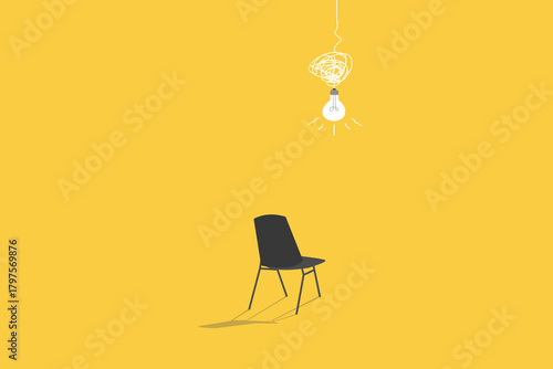 Hiring and recruitment poster or banner vector concept in minimalist style with CHAIR . Symbol of vacancies, job offers, career development, job advertisement. Eps10 vector illustration
