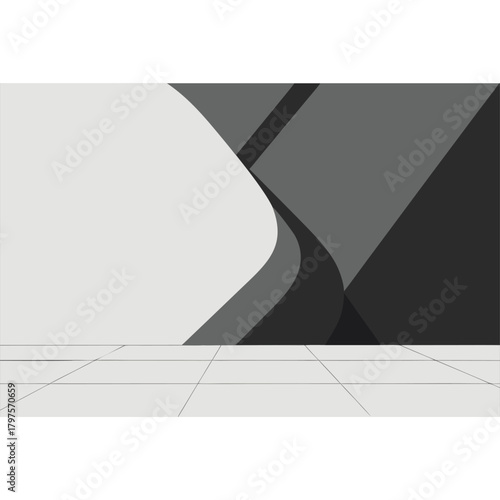 Geometric Interior View - Bold Monochrome Angled Surfaces Creating Strong Modern Depth with Clean Minimal Architectural Structure