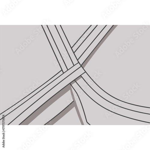 Abstract Line Crossover - Intersecting Linear Shapes Forming Soft Curved Pathways in a Calm Minimal Contemporary Visual Composition