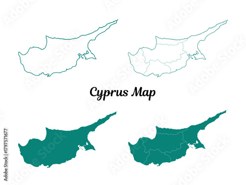 Cyprus Map Teal Silhouette on White Background