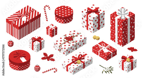 Festive holiday presents galore with candy canes and mistletoe for joyful celebrations, perfect for Christmas and seasonal cheer