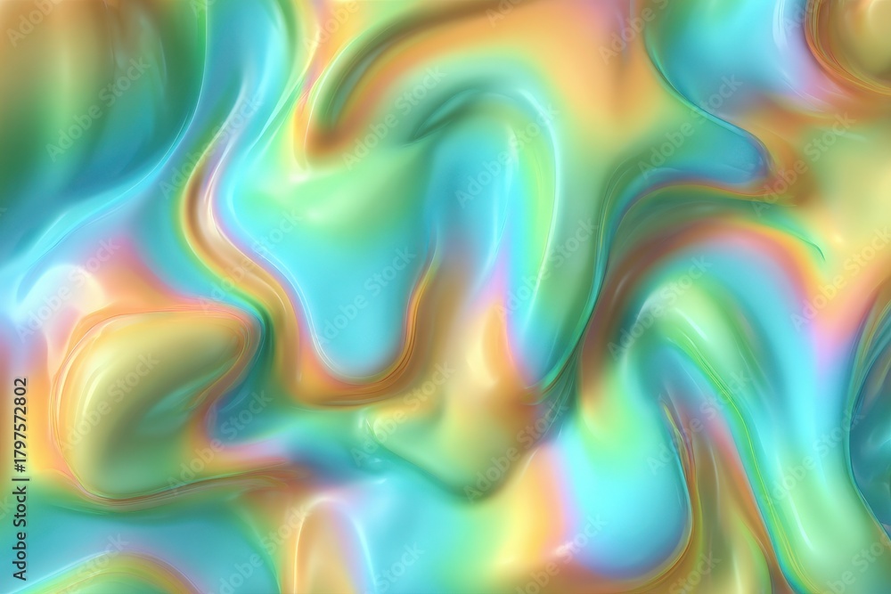 Fototapeta premium Colorful swirling patterns mix shades of blue, orange, and green, creating a lively and dynamic abstract design. The smooth transitions between colors give a sense of motion and energy.