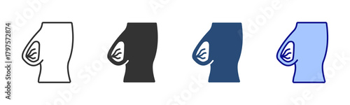 Breast Icon Set. Designed In Multi Style