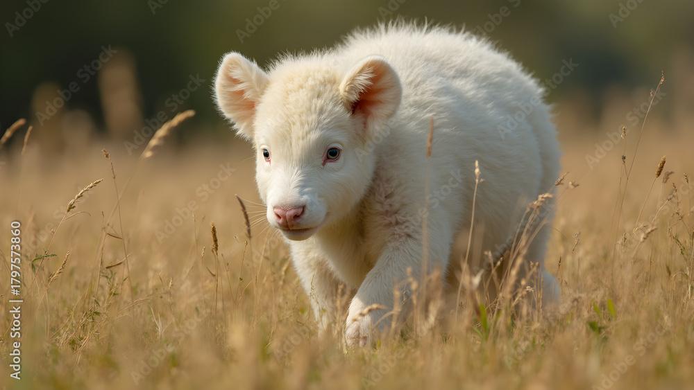 Fototapeta premium Albino animals in nature. The stunning beauty of albino wildlife. Unique traits of albino species. Exploring albino animals in their habitats.