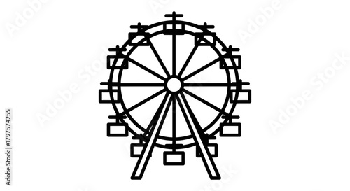 Ferris wheel outline vector illustration amusement park ride