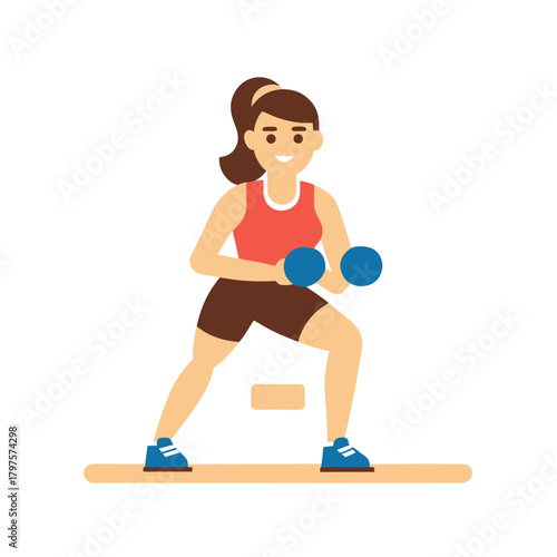 Female Athlete Doing Dumbbell Squat Workout