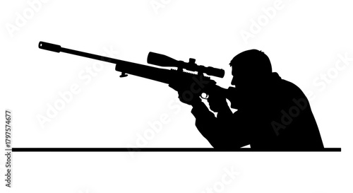 Sniper rifle silhouette aiming shooting range target practice