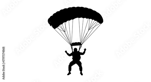 Skydiving parachute jump silhouette vector stock illustration