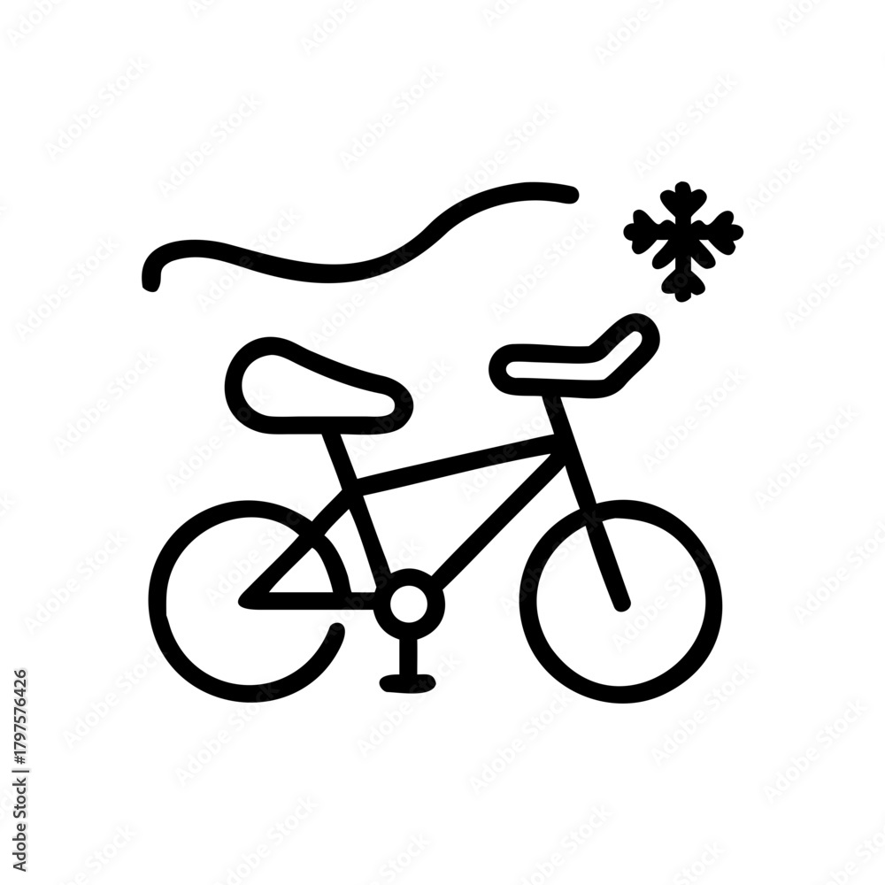 Fototapeta premium A bicycle with a snowflake and a curved line