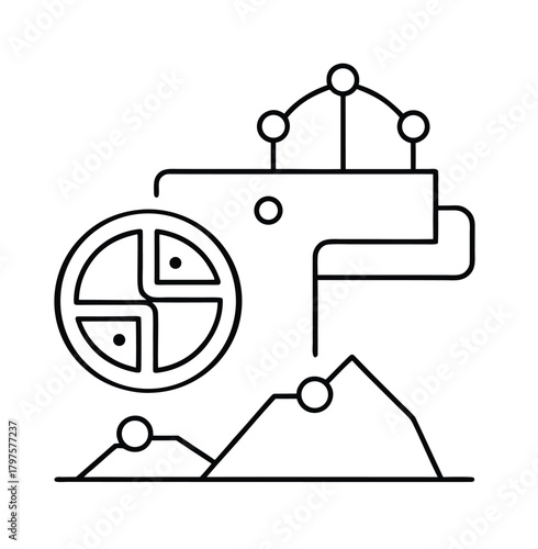 Bitcoin Mining Process Minimal Line Art