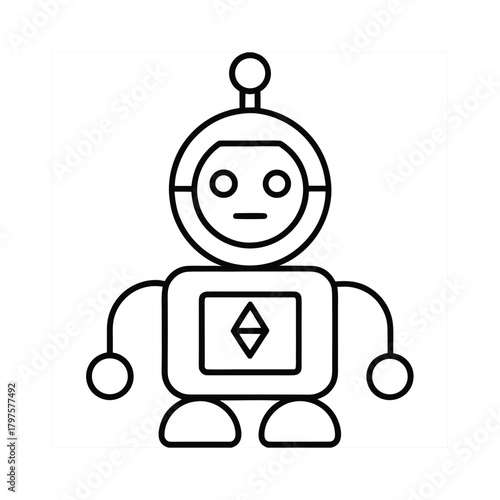 AI Robot Trading Crypto Minimal Line Art