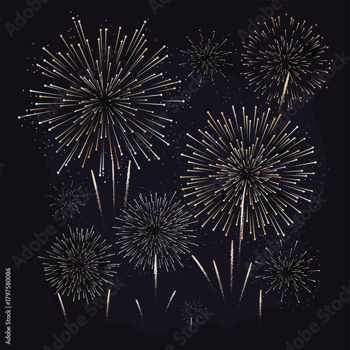 A vibrant display of colorful fireworks illuminates the dark night sky with dazzling explosions of light.