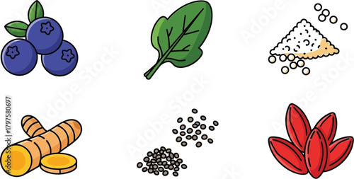 Healthy superfoods and spices for wellness and nutrition