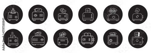 Bread toaster line icon, outline style icon for web site or mobile app, home appliances and kitchen equipment, toast machine vector icon, simple vector illustration, vector graphics.