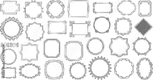 Assortment of decorative ornamental borders and frames in various intricate styles