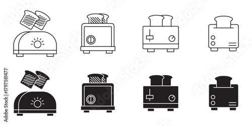 Bread toaster line and solid icon, outline style icon for web site or mobile app, home appliances and kitchen equipment, toast machine vector icon, simple vector illustration, vector graphics.