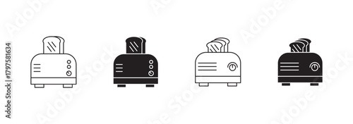 Bread toaster line and solid icon, outline style icon for web site or mobile app, home appliances and kitchen equipment, toast machine vector icon, simple vector illustration, vector graphics.