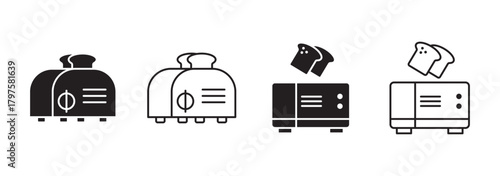 Bread toaster line and solid icon, outline style icon for web site or mobile app, home appliances and kitchen equipment, toast machine vector icon, simple vector illustration, vector graphics.