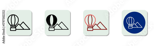 Hot Air Balloon Icon Multi Style Vector Illustration