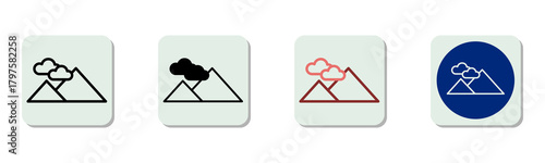 Mountain Icon Multi Style Vector Illustration