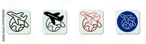 Airplane Icon Multi Style Vector Illustration