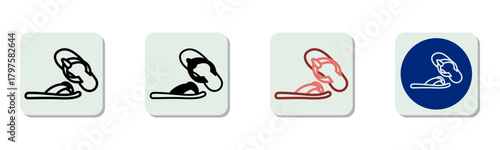 Flip Flop Icon Multi Style Vector Illustration
