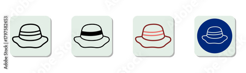 Sun Hat Icon Multi Style Vector Illustration