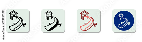 Waterpark Icon Multi Style Vector Illustration