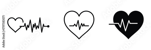 Pulse heart rate vector icon in flat style. Heart rate, pulse beat frequency icon, health chart, waveform vector. Cardiogram icon vector illustration isolated on white