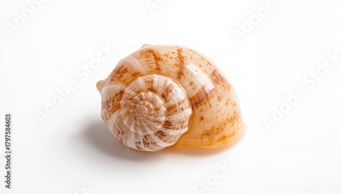 Wentletrap shell on a white backdrop, detailed texture for educational use