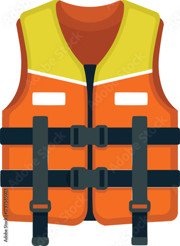 Colorful Life Jacket Icon Professional Safety at Sea Design in Flat Vector Style