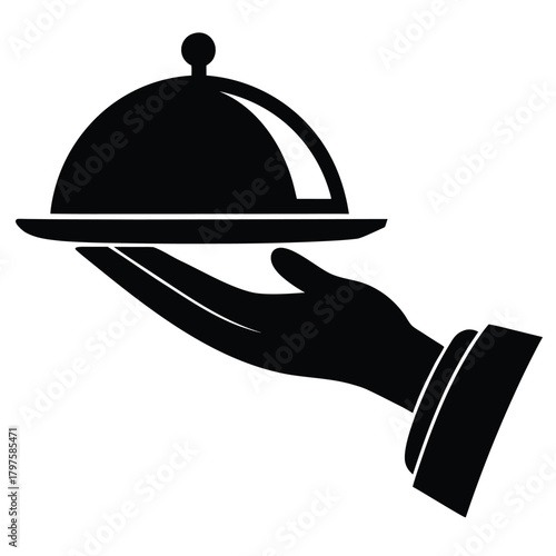 serving hand on white background