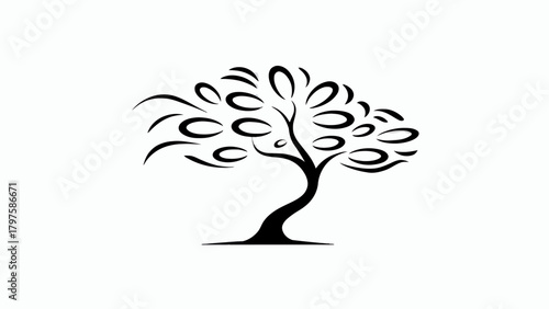 Stylized Tree Illustration in Black and White Simple yet Elegant Artwork Minimalist Nature Design