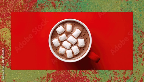 Red mug filled with hot cho...