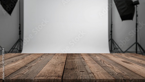 Wooden deck table with a te...