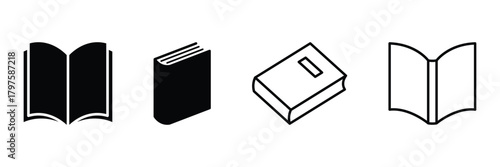Book icon set education study reading learning language skill sign symbol line pictogram vector illustration design flat graphic design