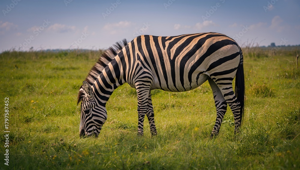 Naklejka premium Striped Equine, a symbol of natural beauty, showcasing seasonal change