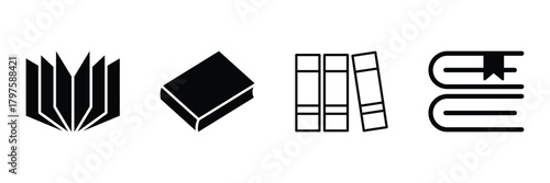 Book icons set isolated on white background