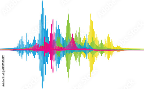 Abstract Spectrum Vibrant Sound Wave Visuals on White Background