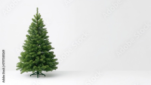 Single green Christmas tree...