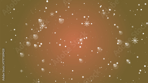 Falling snow and snowflakes on a gradient brown background for winter season